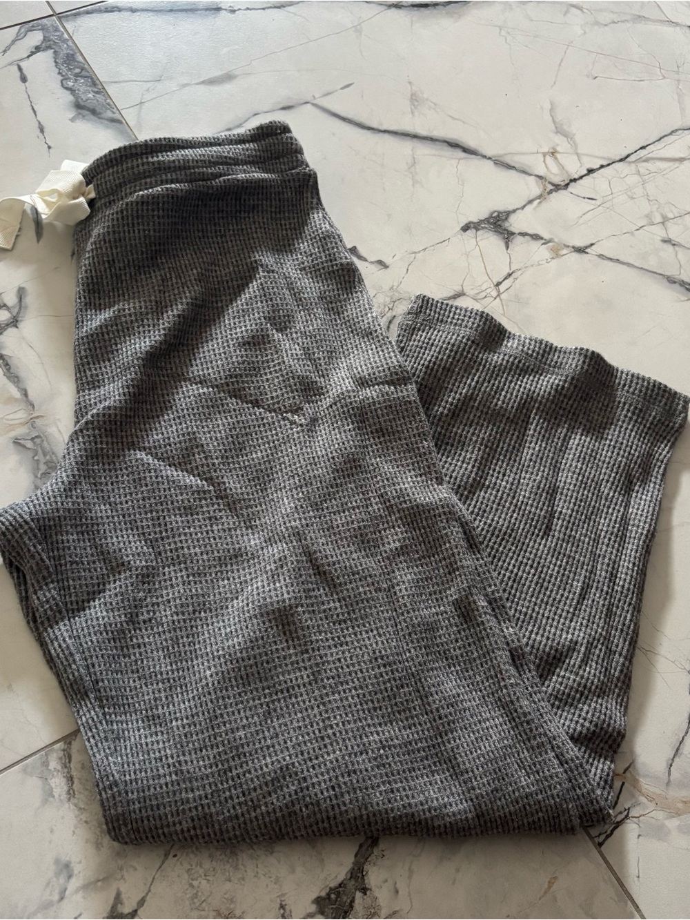 Madewell Heather Gray Waffle Knit Lounge Pants